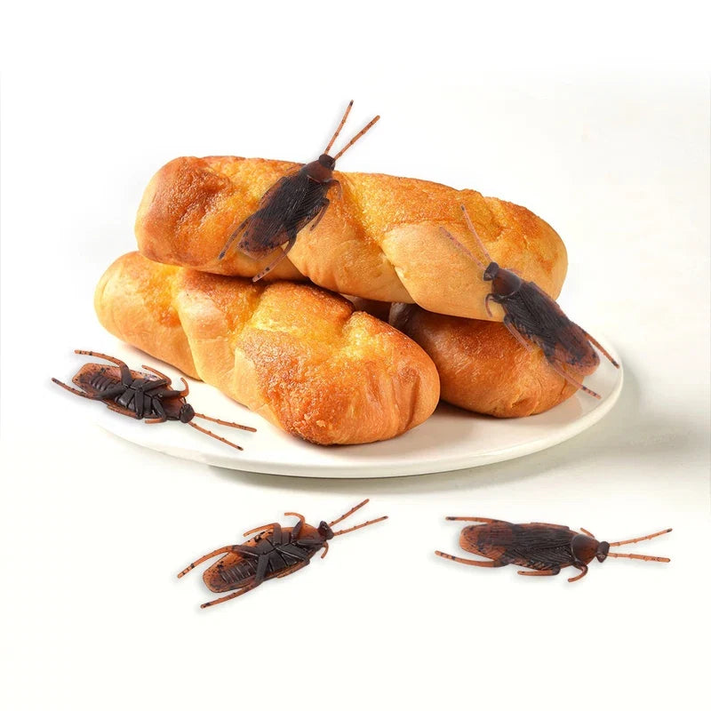 50 Halloween Plastic Cockroaches | Realistic Gag Props for Pranks