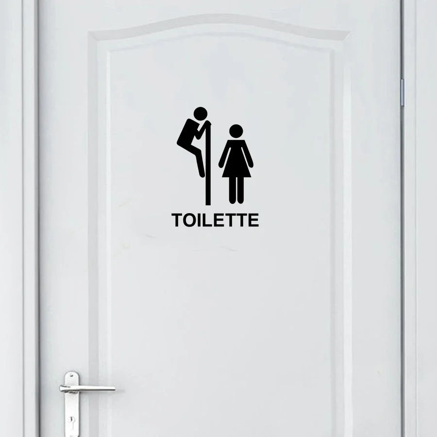 French Bathroom Toilet Sign Vinyl Sticker Decal | WC Entrance Sign Door Decal for France Home
