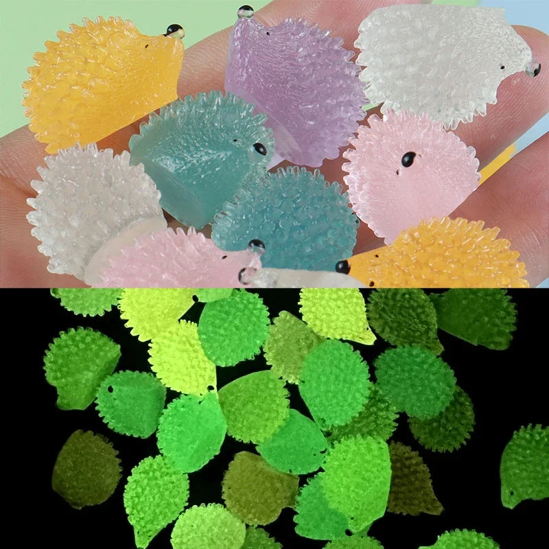 Luminous Mini Resin Hedgehogs | Glow in the Dark Tiny Decor for DIY Landscapes