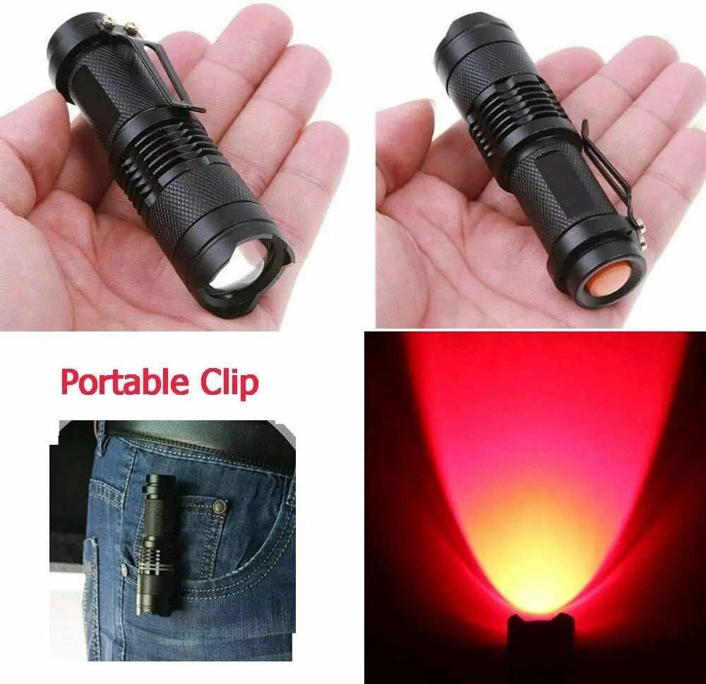 Mini LED Flashlight with 670nm Red, Blue, Green Light | Tactical Pocket Flashlight
