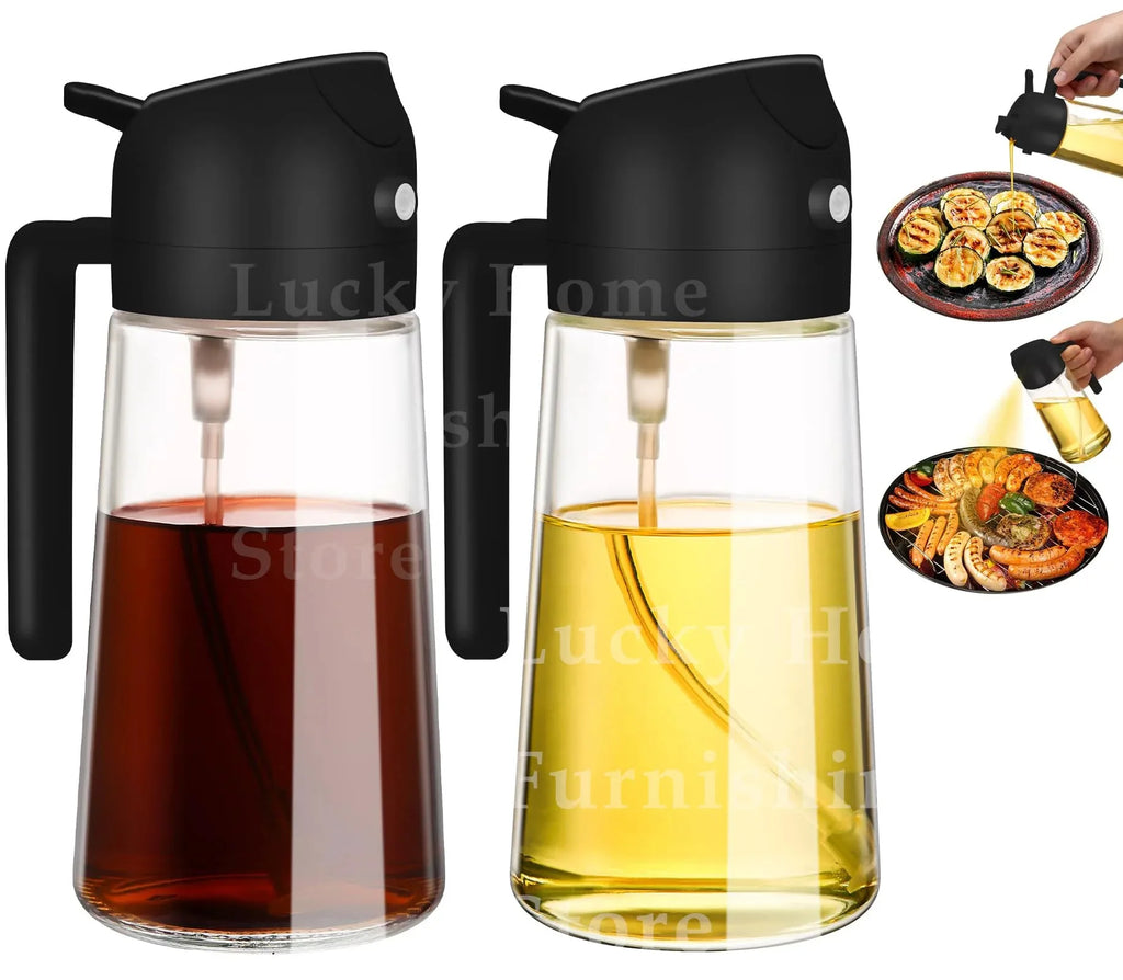 2 in 1 Oil Sprayer and Dispenser Bottle | Cooking Oil Spray Bottle for BBQ, Air Fryer, and Salad
