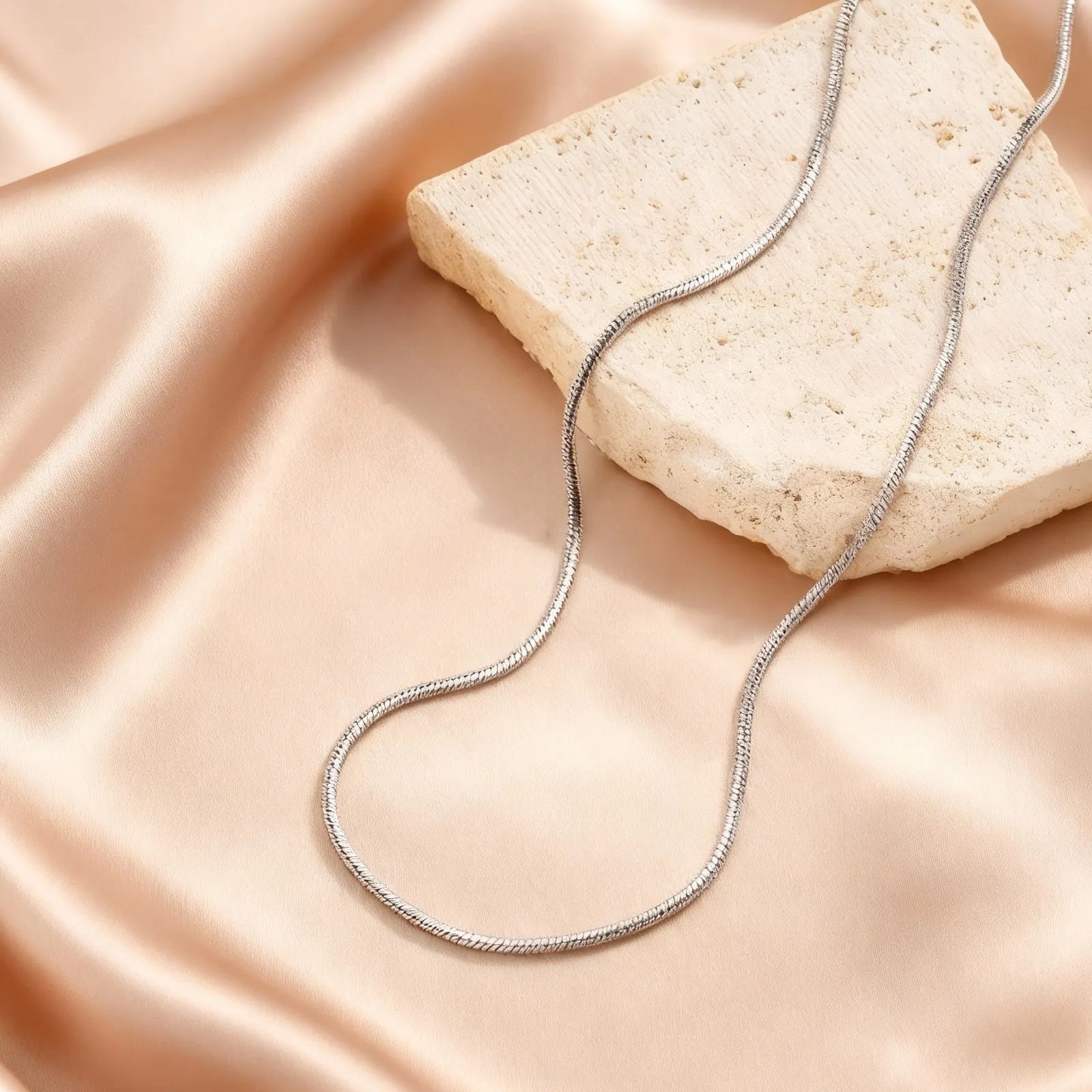 Stainless Steel Gold Square Snake Chain Necklace | Unisex Minimalist Jewelry