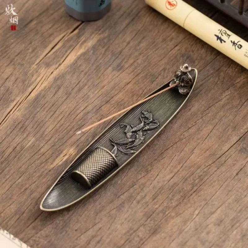 Fisherman Incense Holder | Japanese Style Metal Incense Stick Burner for Home Decor