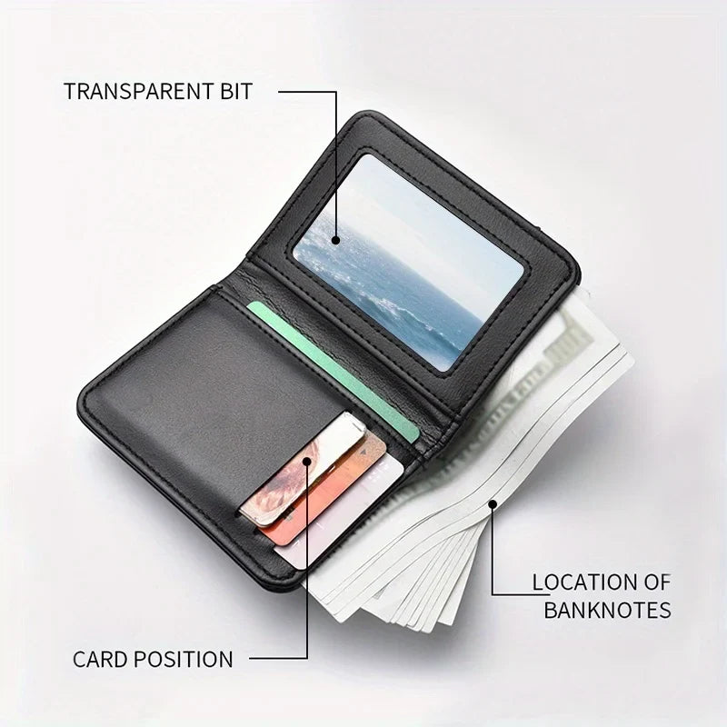 Men's Retro Faux Leather Wallet | Vintage Motorcycle Slim Card Holder