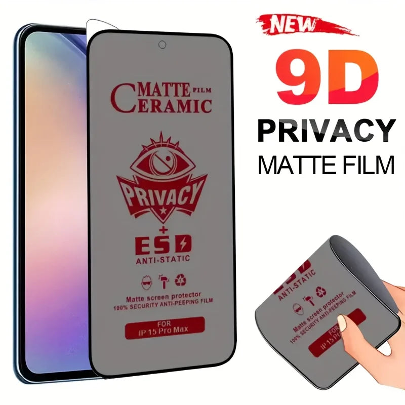 Matte Ceramic Privacy Screen Protector Anti Spy Anti Fingerprint Anti Scratch For iPhone 17 16 15 14 13 12 11 Pro Max 5 Pack