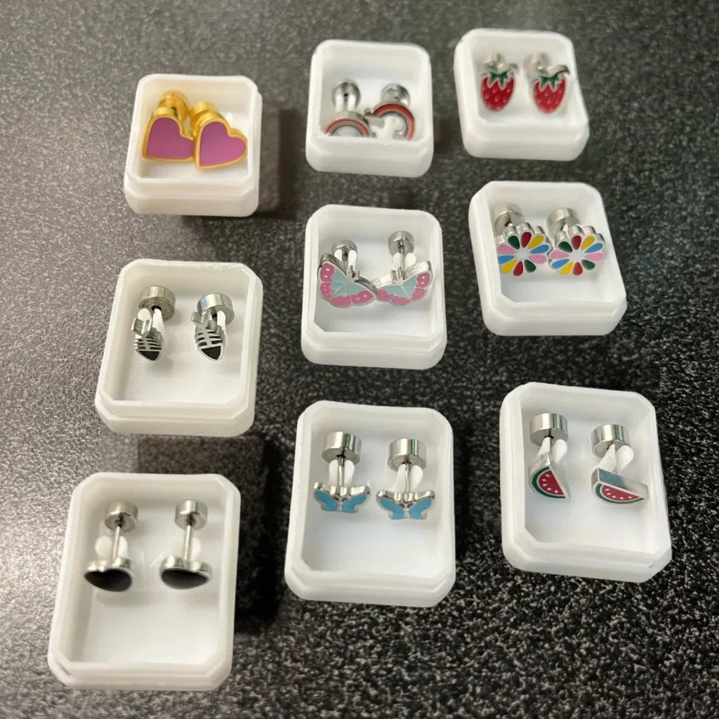 Cute Acrylic Animal Stud Earrings | Surgical Steel Hypoallergenic Earrings for Women and Girls