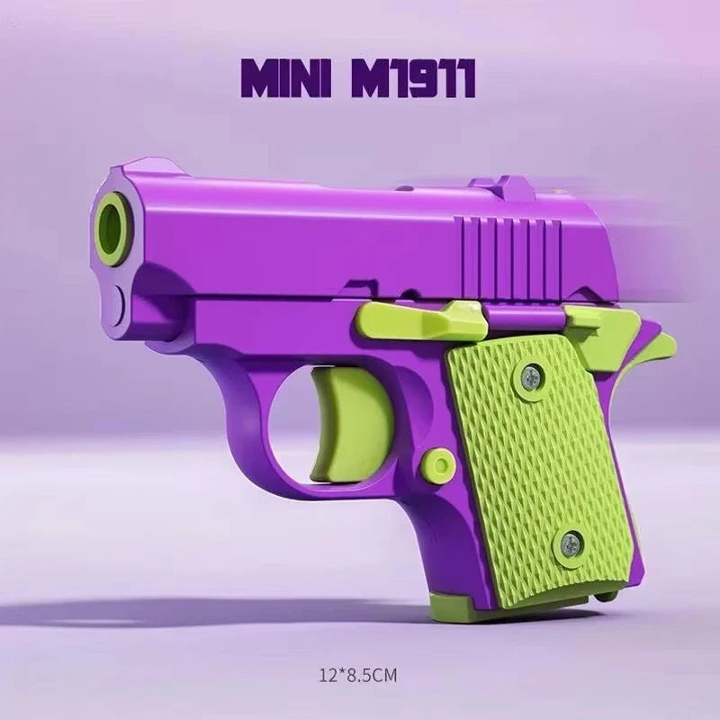 3D Printed Gravity Fidget Stress Relief Mini Pistol Toy | Manual Burst Decompression Toy for Adults and Kids