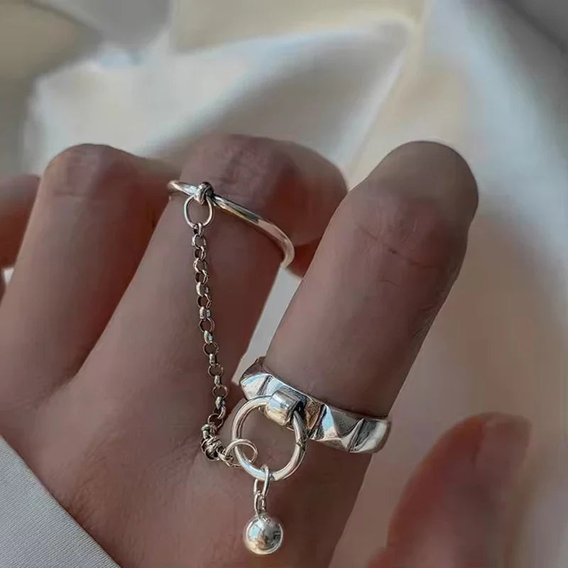 PANJBJ Real 925 Sterling Silver Retro Round Ring | Vintage Fine Jewelry for Women