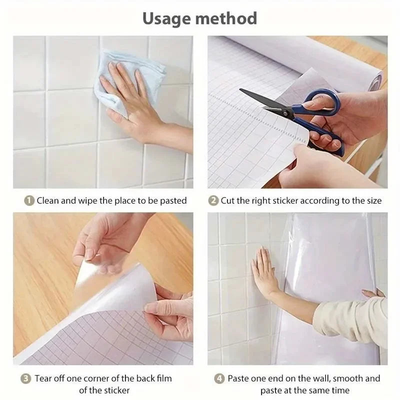 DIY Transparent Adhesive Protective Film | Self-Adhesive Oil-Proof Kitchen & Bathroom Sticker