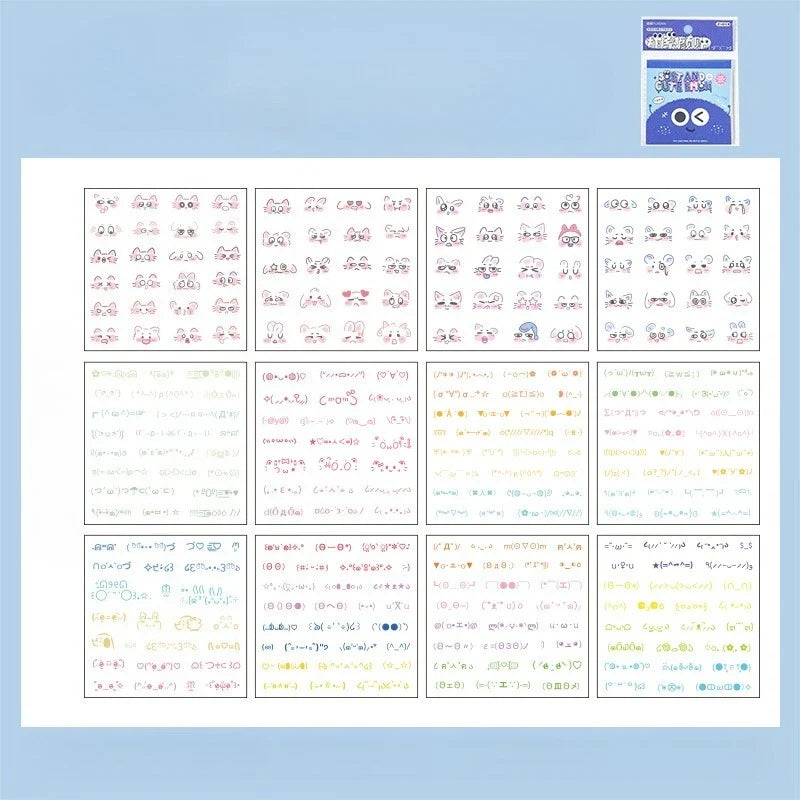 Cute Kitten Sticker Set | Kawaii Japanese Expression Scrapbook Decals