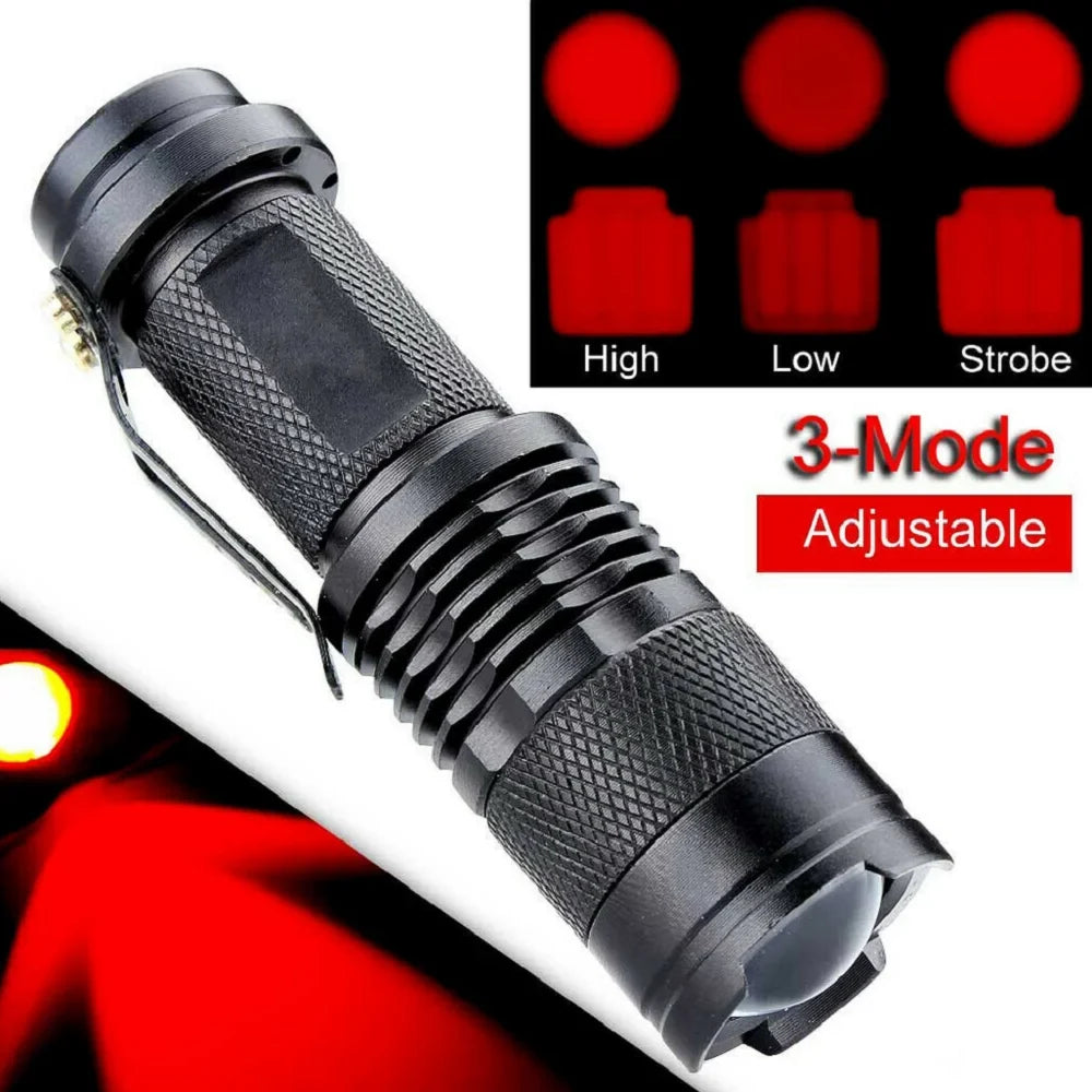 Mini LED Flashlight with 670nm Red/Blue/Green Light | Tactical Pocket Flashlight