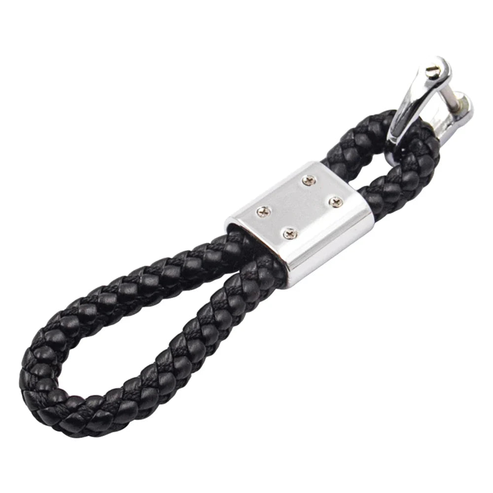 Handwoven Leather Car Keychain | Retro Horseshoe Buckle Key Ring