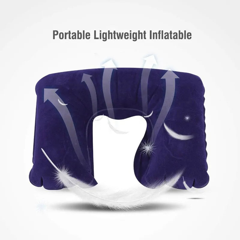 Portable Inflatable Travel Neck Pillow | U-Shape Air Cushion for Airplane