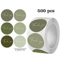 500pcs Spring Green Thank You Stickers | Round Heart Sealing Stickers for Gifts and Packaging