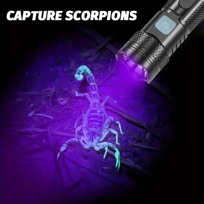 365nm UV Flashlight Black Light | Rechargeable Mini Wood's Lamp for Detection