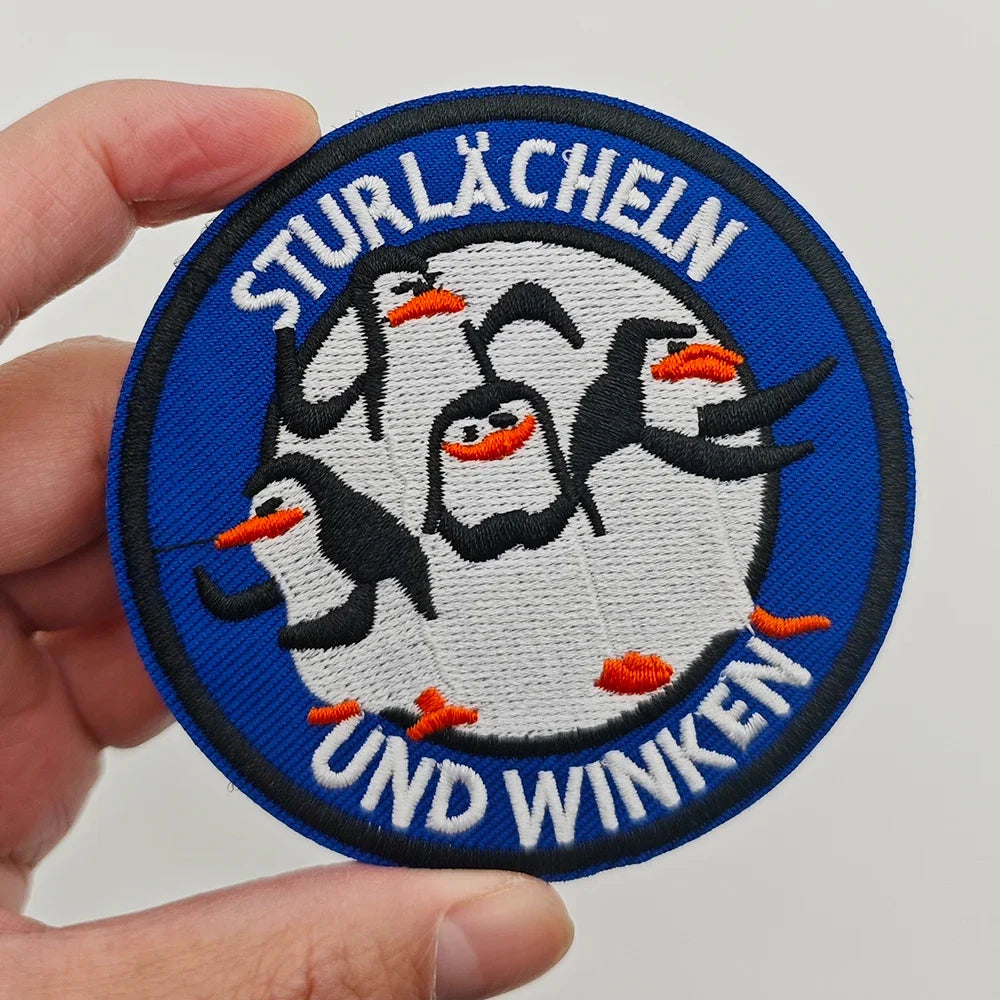 Cartoon Penguin Embroidered Velcro Patch | Tactical Applique for Clothes Bags Hats