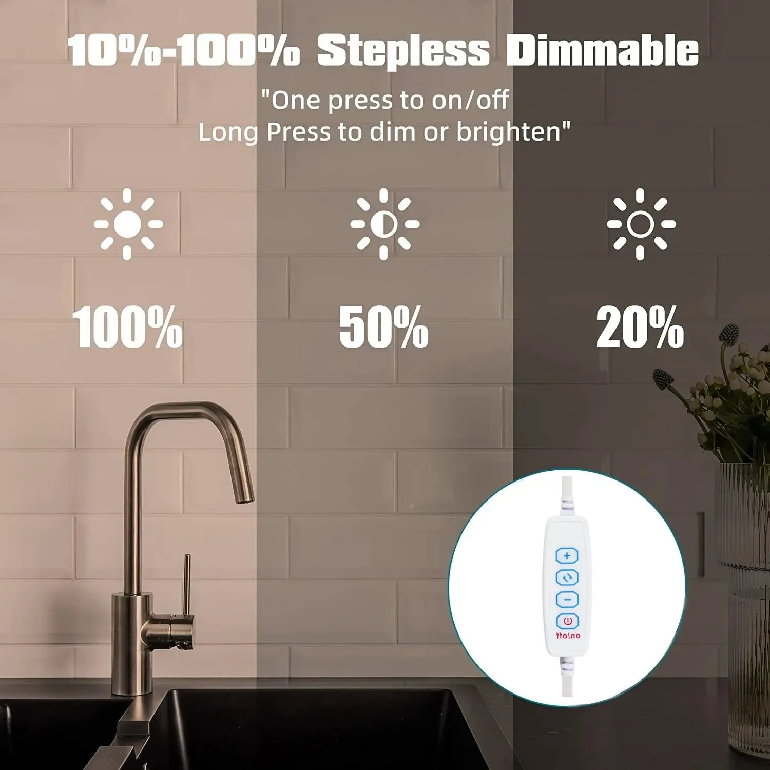 LED Light Under Cabinet Lights | USB Dimmable 3 Color Magnetic Strip