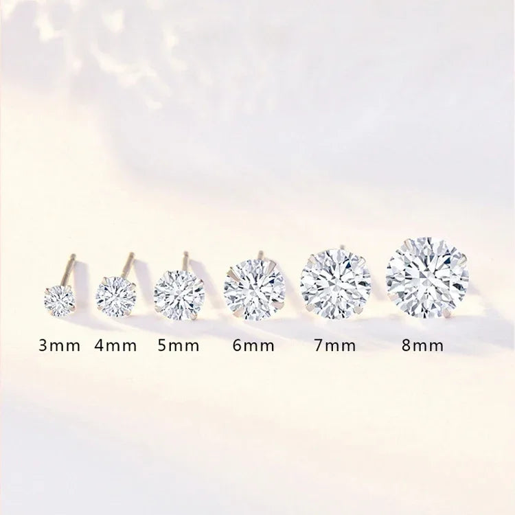 Crystal Zircon 925 Sterling Silver Stud Earrings | Fine Jewelry for Women