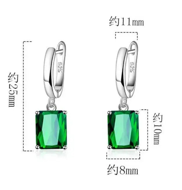 Square Gemstone Stud Earrings Set | 925 Sterling Silver Multi-Color Birthstone Earrings