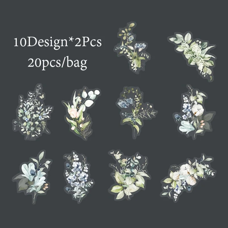 Plant Themed Sticker Pack | 20PCS DIY Decorative Scrapbook Stickers