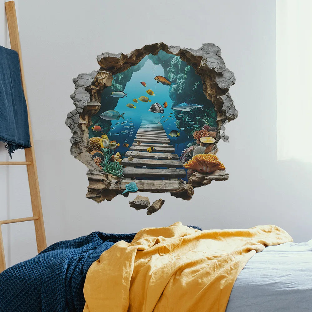 3D Underwater World Wall Stickers | Boys Room Ocean Decor Set