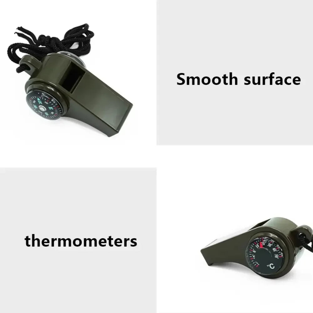 Multifunctional Outdoor Compass Whistle Thermometer | Portable Survival Gear