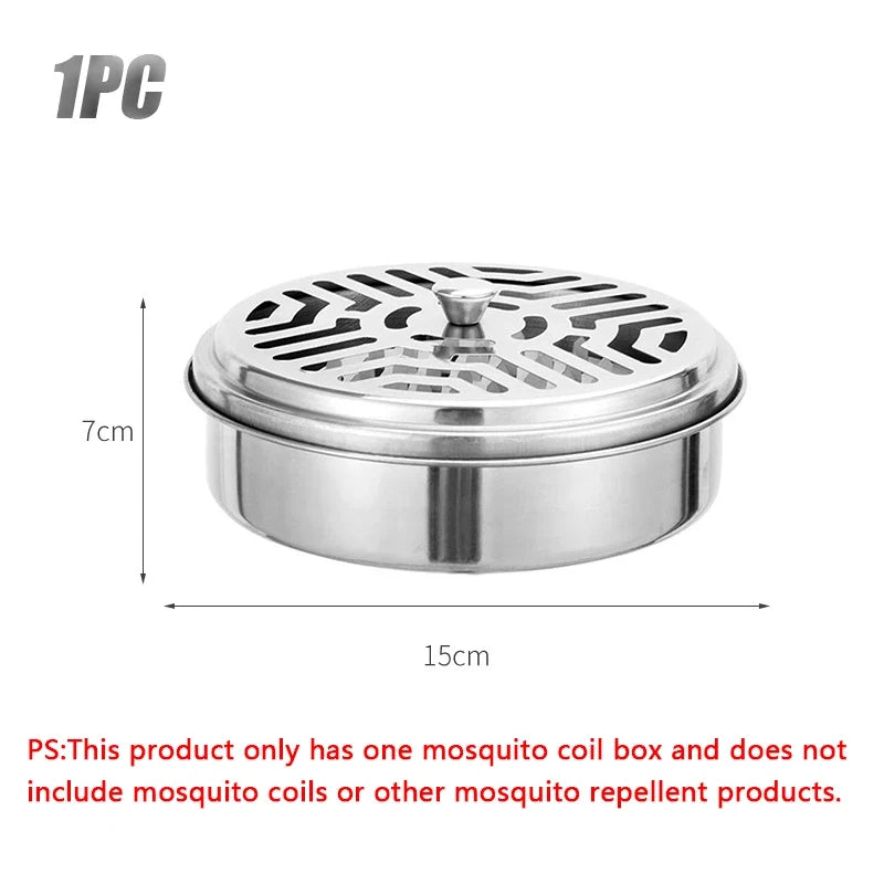 Round Mosquito Coil Holder with Cover | Stainless Steel Burner Tray
