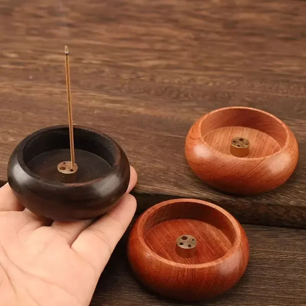 Solid Wood Incense Burner | Mini Circular Incense Stove for Indoor Use