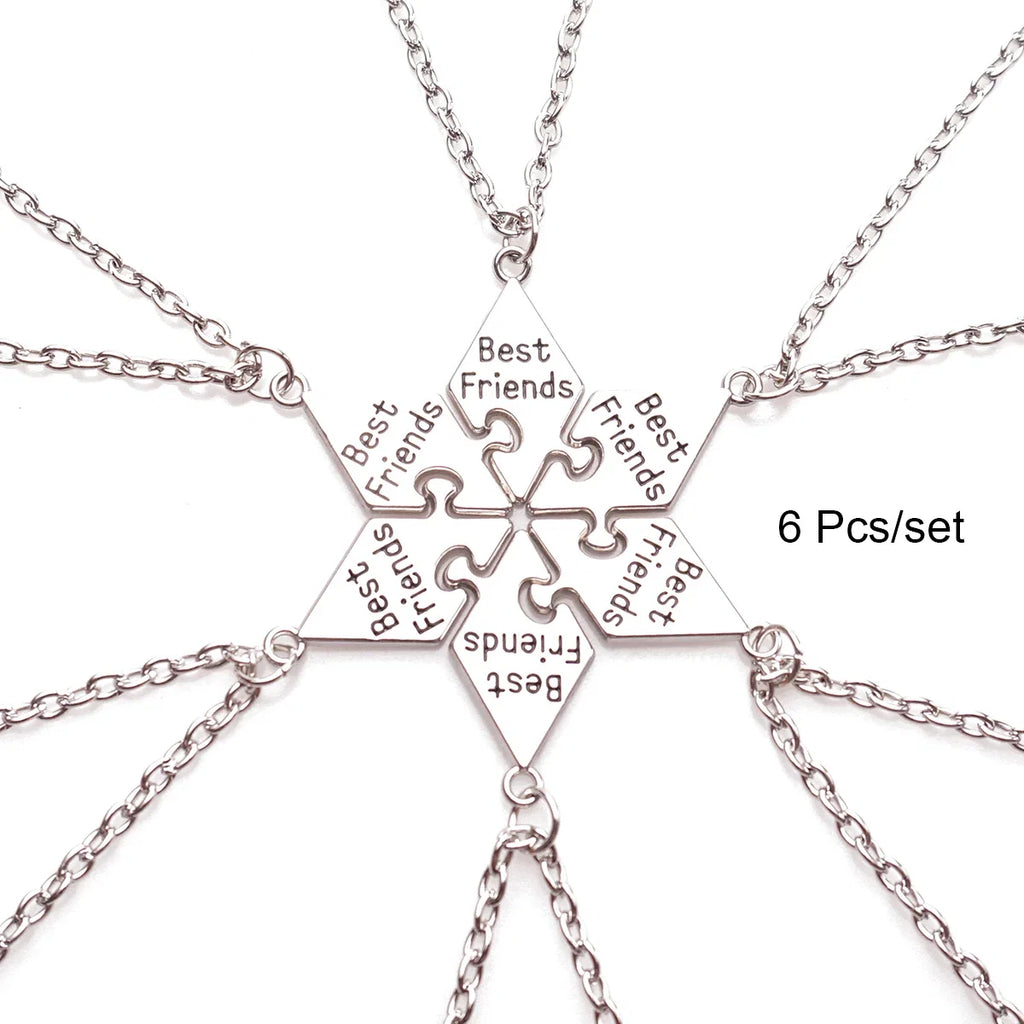 6 Pcs/Set Best Friend Pendant Necklace Set | Friendship Jewelry Gift