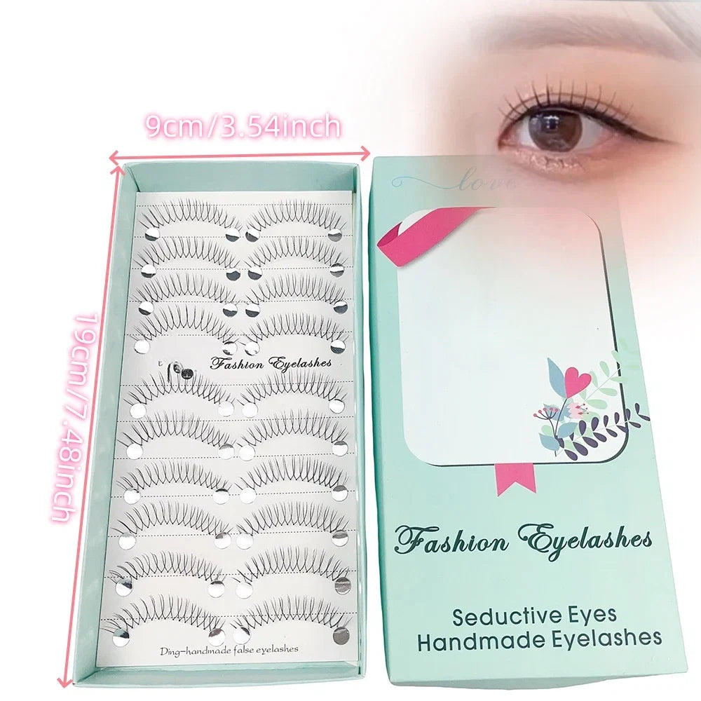 Anime Style False Eyelashes 10 Pairs | 11mm C-Shaped Curled DIY Strip Lashes