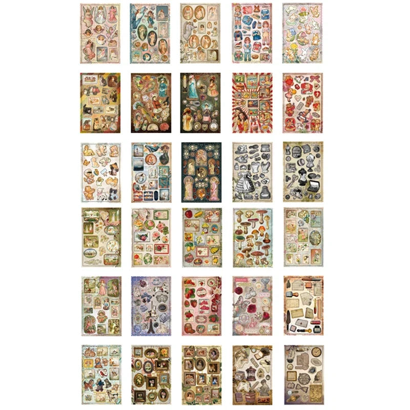 Vintage Sticker Book Collection | 30pcs Retro Amusement Park Tour Decals