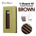 DeceMars V-Shaped 4D Brown Eyelash Extensions | 12 Rows Tray