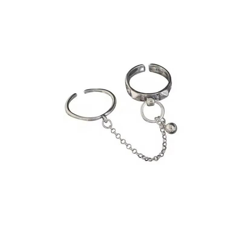 PANJBJ Real 925 Sterling Silver Retro Round Ring | Vintage Fine Jewelry for Women