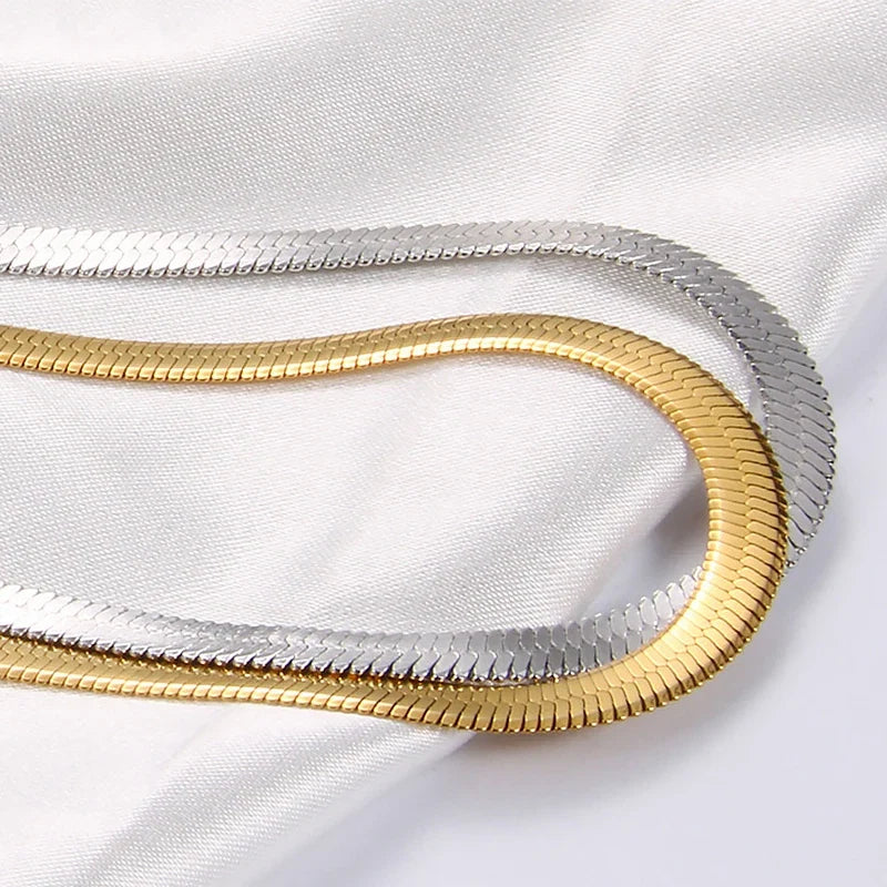 Blade Snake Chain Stainless Steel Necklace | Unisex Choker in 2/4/5mm