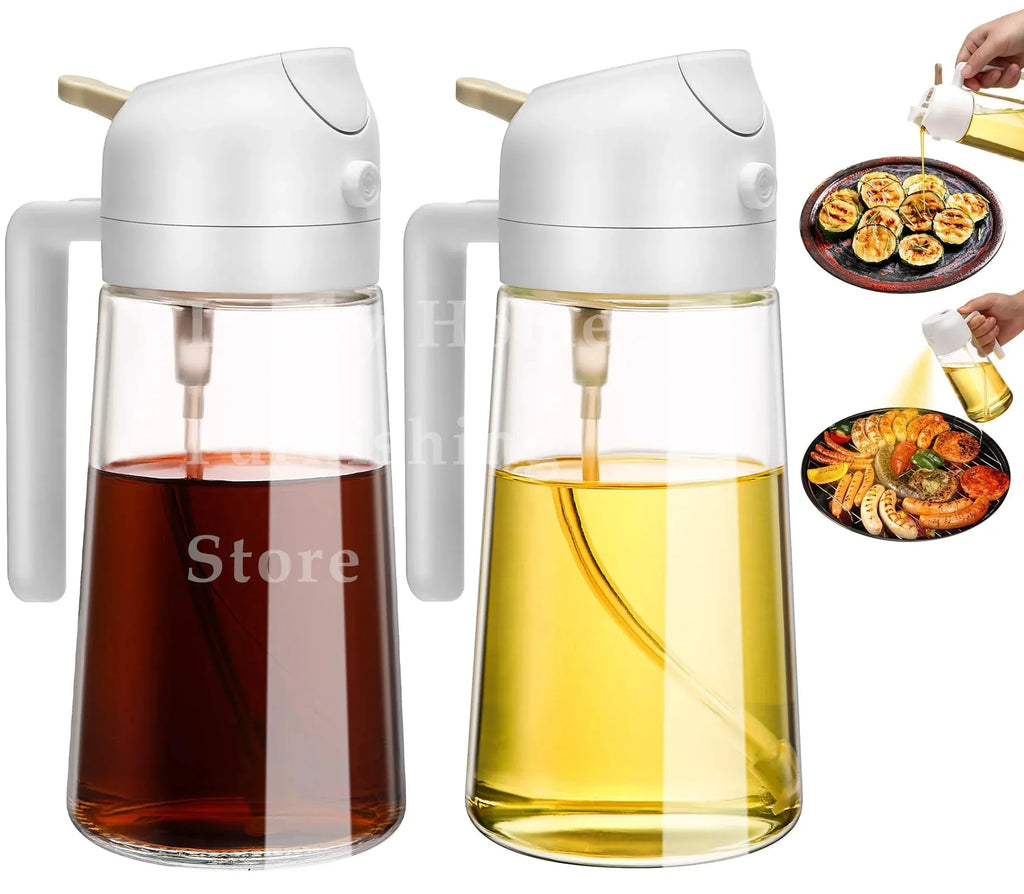 2 in 1 Oil Sprayer and Dispenser Bottle | Cooking Oil Spray Bottle for BBQ, Air Fryer, and Salad