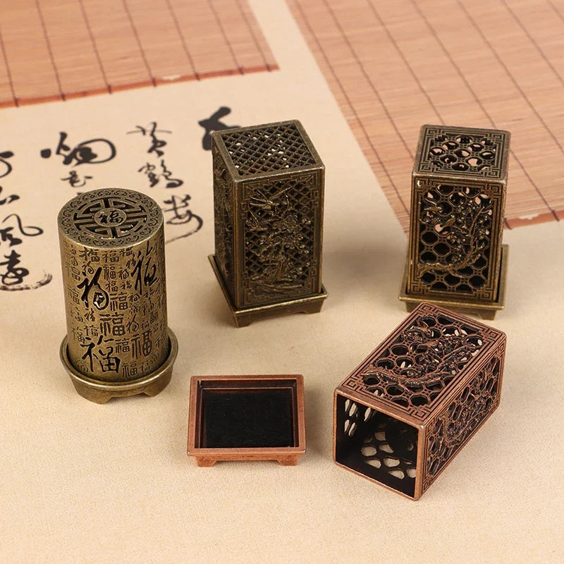 Square Vertical Incense Burner | Small Xiangyun Alloy Holder for Indoor Aromatherapy