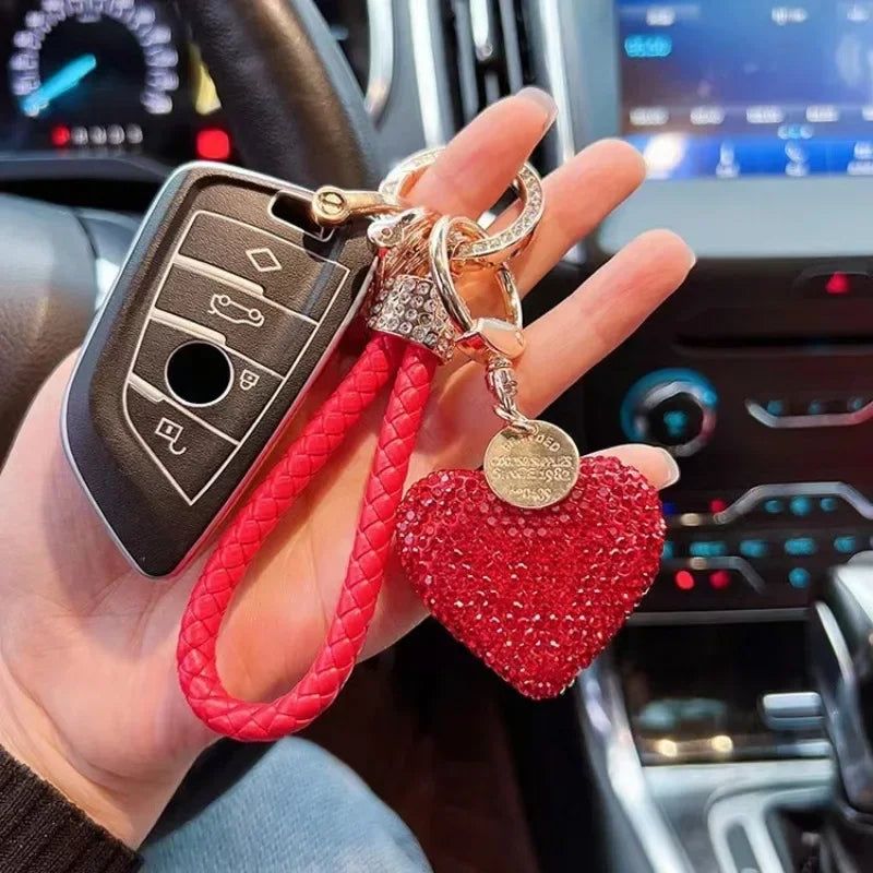 Leather Love Key Chain | Heart-Shaped Car Bag Pendant