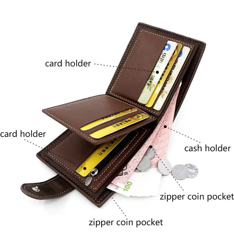 TRISJEM Slim Card Holder Wallet for Men | Short Frosted PU Leather 3-Fold