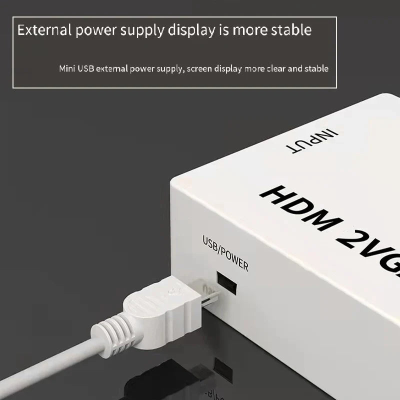 HDMI to VGA Converter with Audio | 1080P Adapter for Notebook Xbox PS3 PC Projector