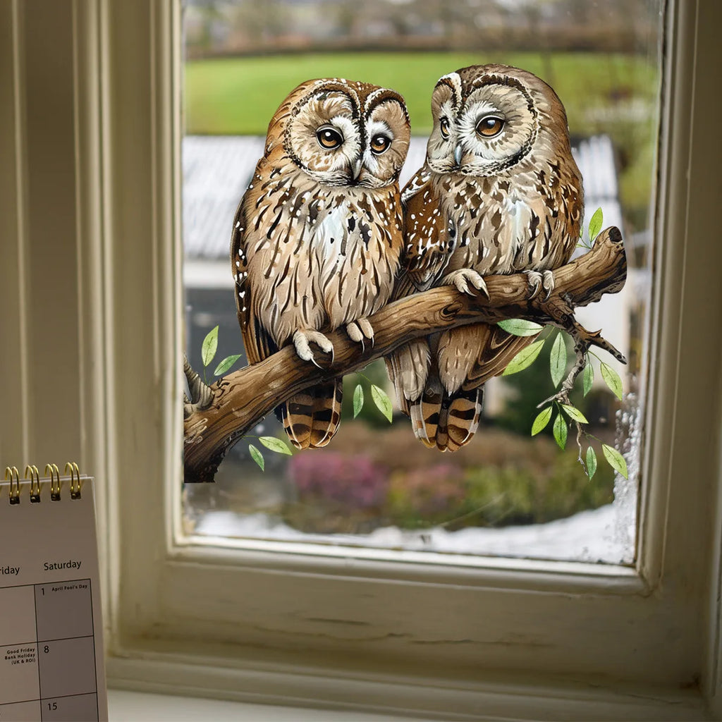 Owl Flower Branch Wall Stickers | Self-Adhesive Animal Wall Decals for Living Room