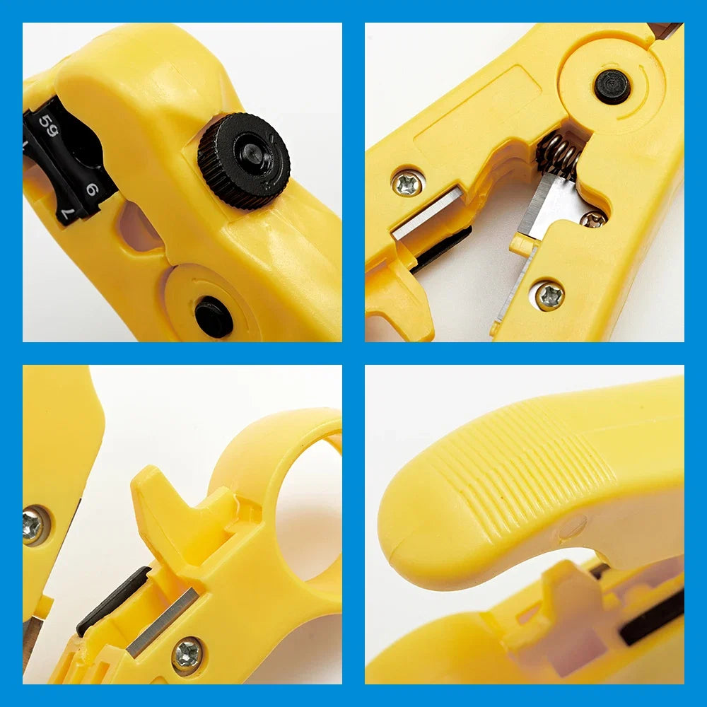 Multi-Functional Coaxial Cable Stripping Pliers | Wire Stripper Tool for UTP/STP RG59 RG6 RG7 RG11