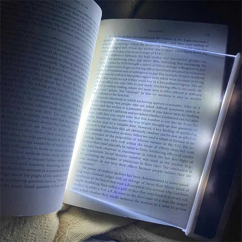 Flat Panel LED Book Light | Eye-Caring Portable Reading Lamp for Bed Travel