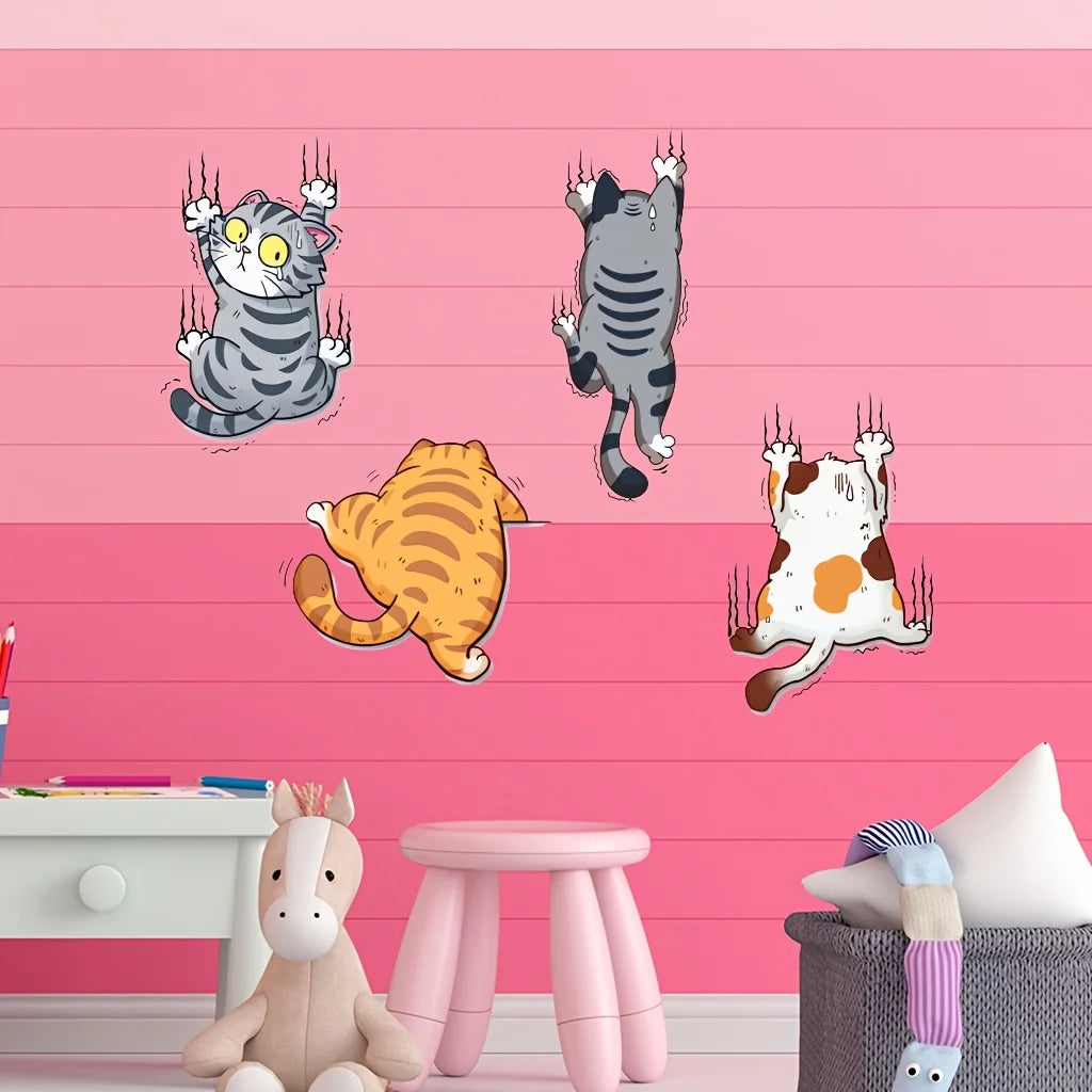 1 Set Cute Cartoon Cat Wall Sticker | Self-adhesive Reusable Decor for Bedroom and Dorm