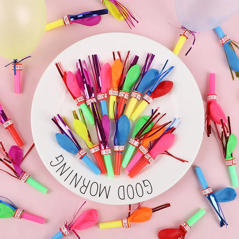 Mini Blow Out Whistles with Balloons | 30/100 Pcs Party Favors