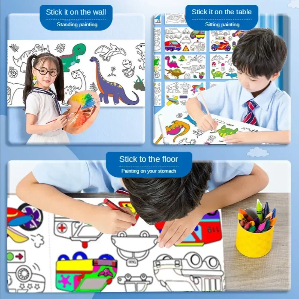 Children's Drawing Roll | Sticky Color Filling Paper for DIY Painting