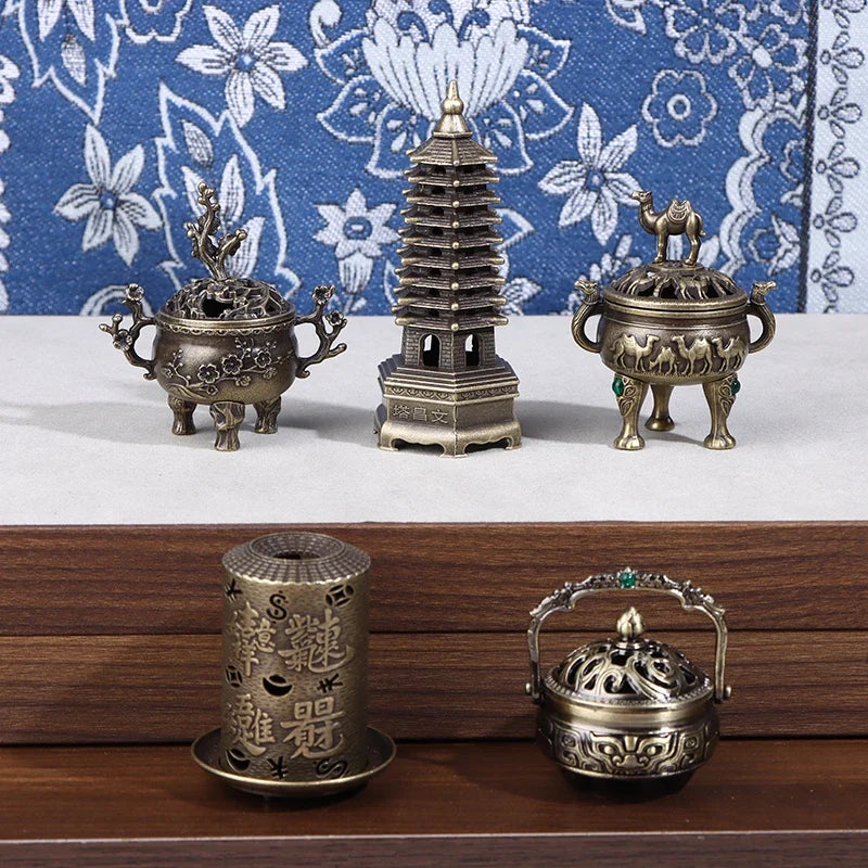 Alloy Lucky Incense Burner Bowl Incense Holder With Handle | Ancient Style Yoga Meditation Home Office Decor