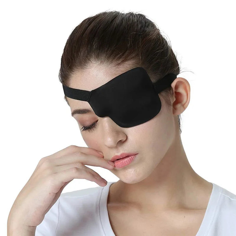 Black Single Eyepatch Blindfold | Adjustable Eye Mask for Sleeping, Amblyopia, and Costume Props