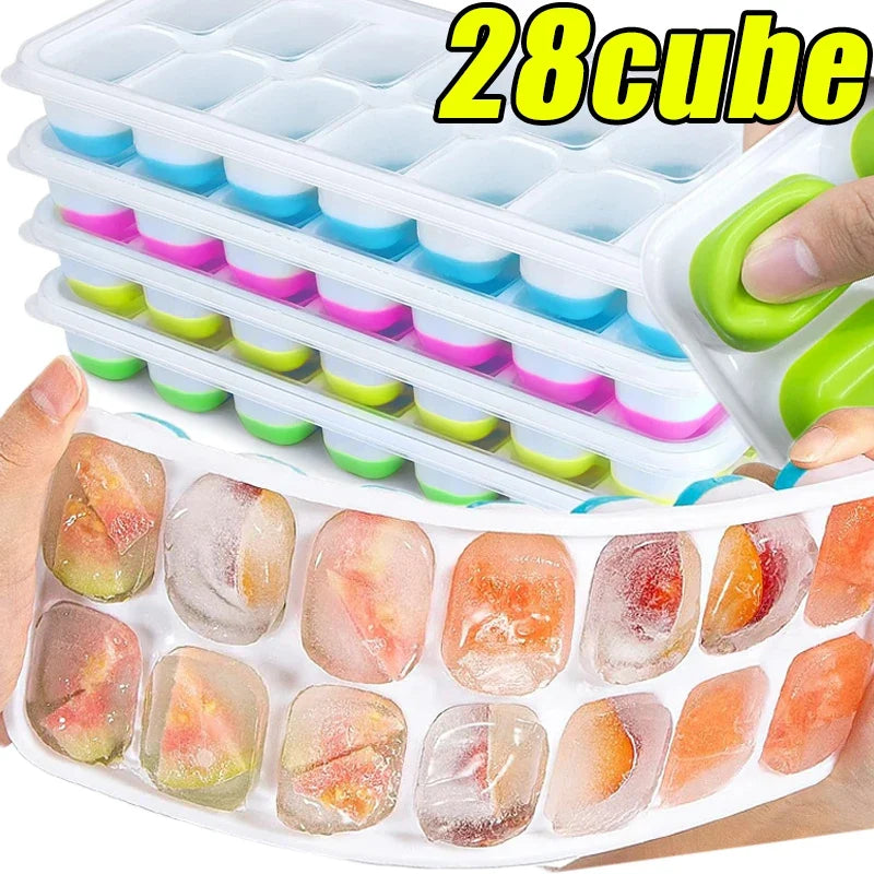 14 Grid Square Ice Cube Tray with Lid | Silicone Mold for Easy Release
