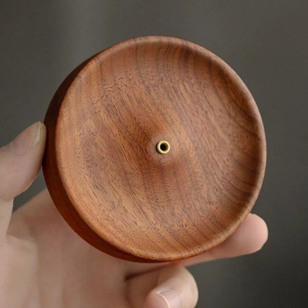 Solid Walnut Incense Burner | Handmade Wood Backflow Tea Ceremony Holder