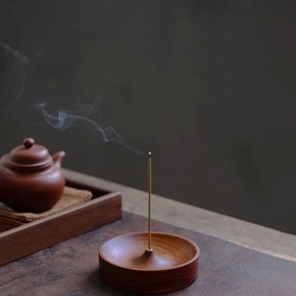 Solid Walnut Incense Burner | Handmade Wood Backflow Tea Ceremony Holder